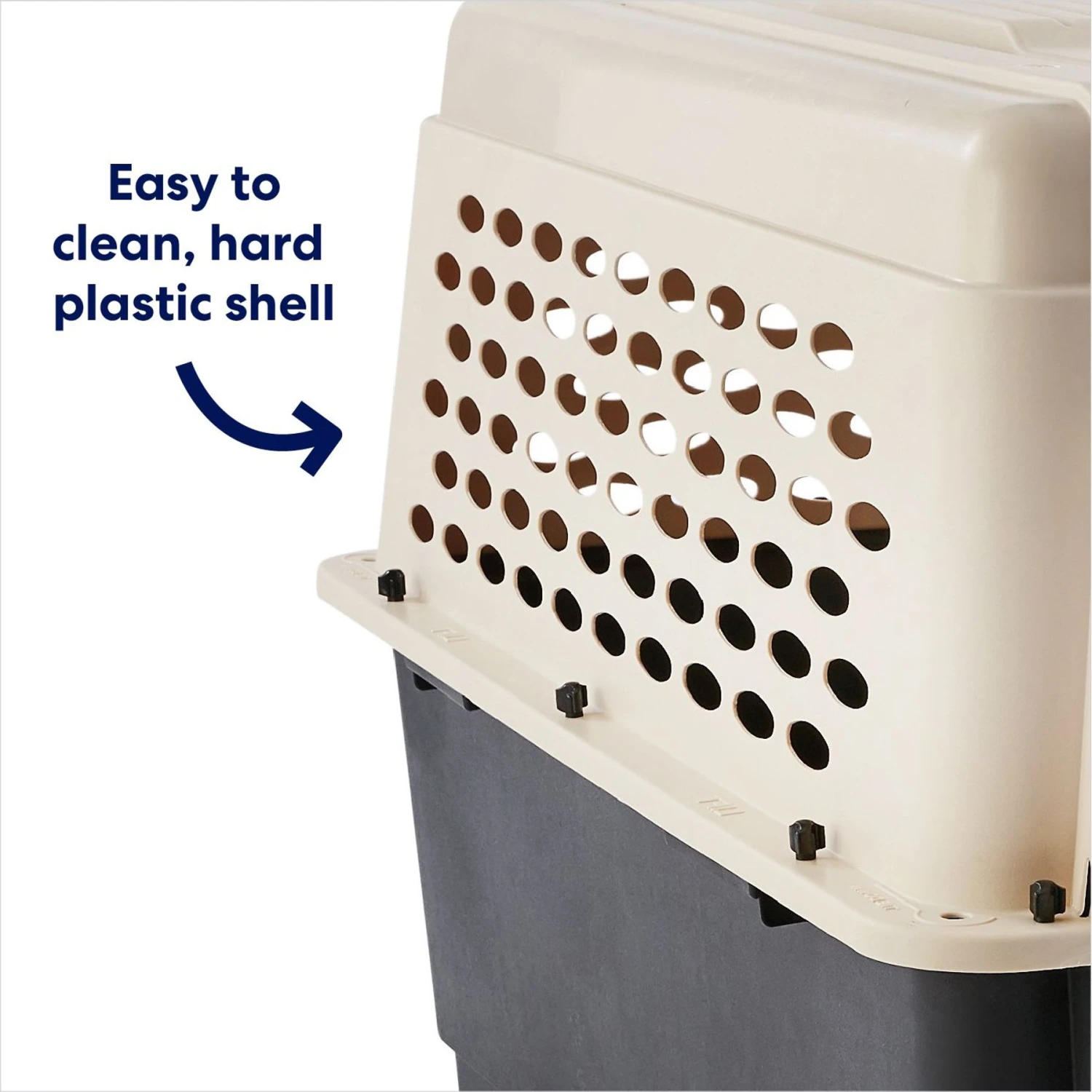 Frisco Plastic Dog & Cat Kennel, Almond & Black 6 Frisco Plastic Dog & Cat Kennel, Almond & Black - Image 4