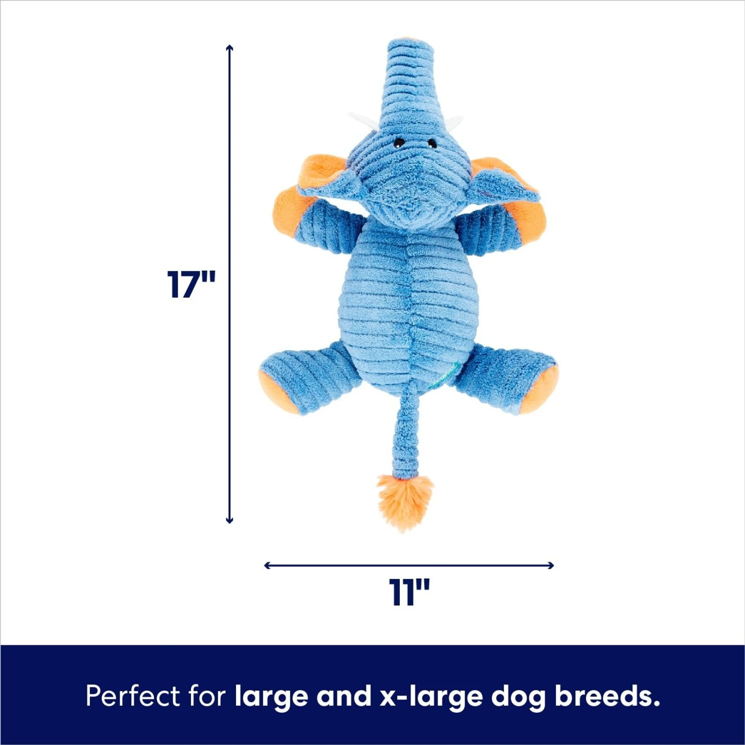 Frisco Corduroy Plush Squeaking Elephant Dog Toy 4 Frisco Corduroy Plush Squeaking Elephant Dog Toy - Image 2