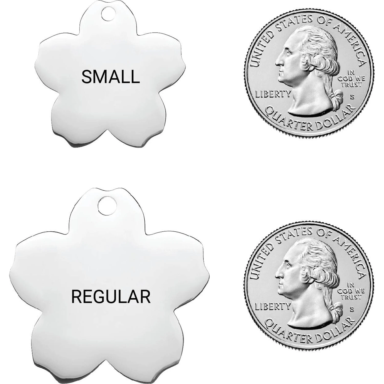 Frisco Stainless Steel Personalized Dog & Cat ID Tag, Flower 4 Frisco Stainless Steel Personalized Dog & Cat ID Tag, Flower - Image 2