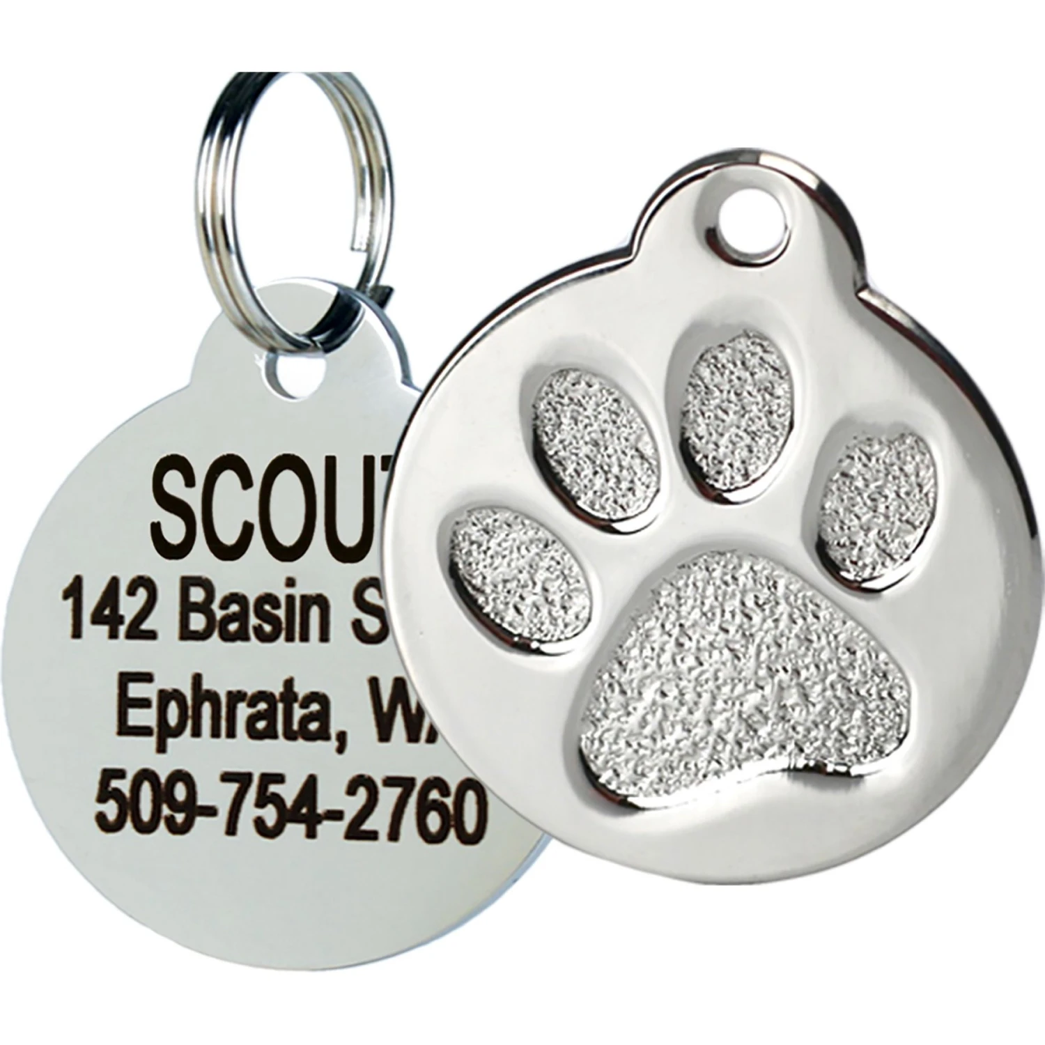 Frisco Stainless Steel Personalized Dog & Cat ID Tag, Paw Print 3 Frisco Stainless Steel Personalized Dog & Cat ID Tag, Paw Print