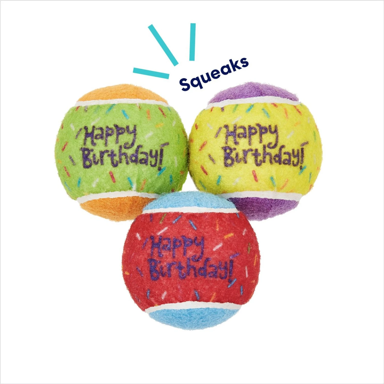 Frisco Birthday Fetch Squeaky Tennis Ball Dog Toy 5 Frisco Birthday Fetch Squeaky Tennis Ball Dog Toy - Image 3