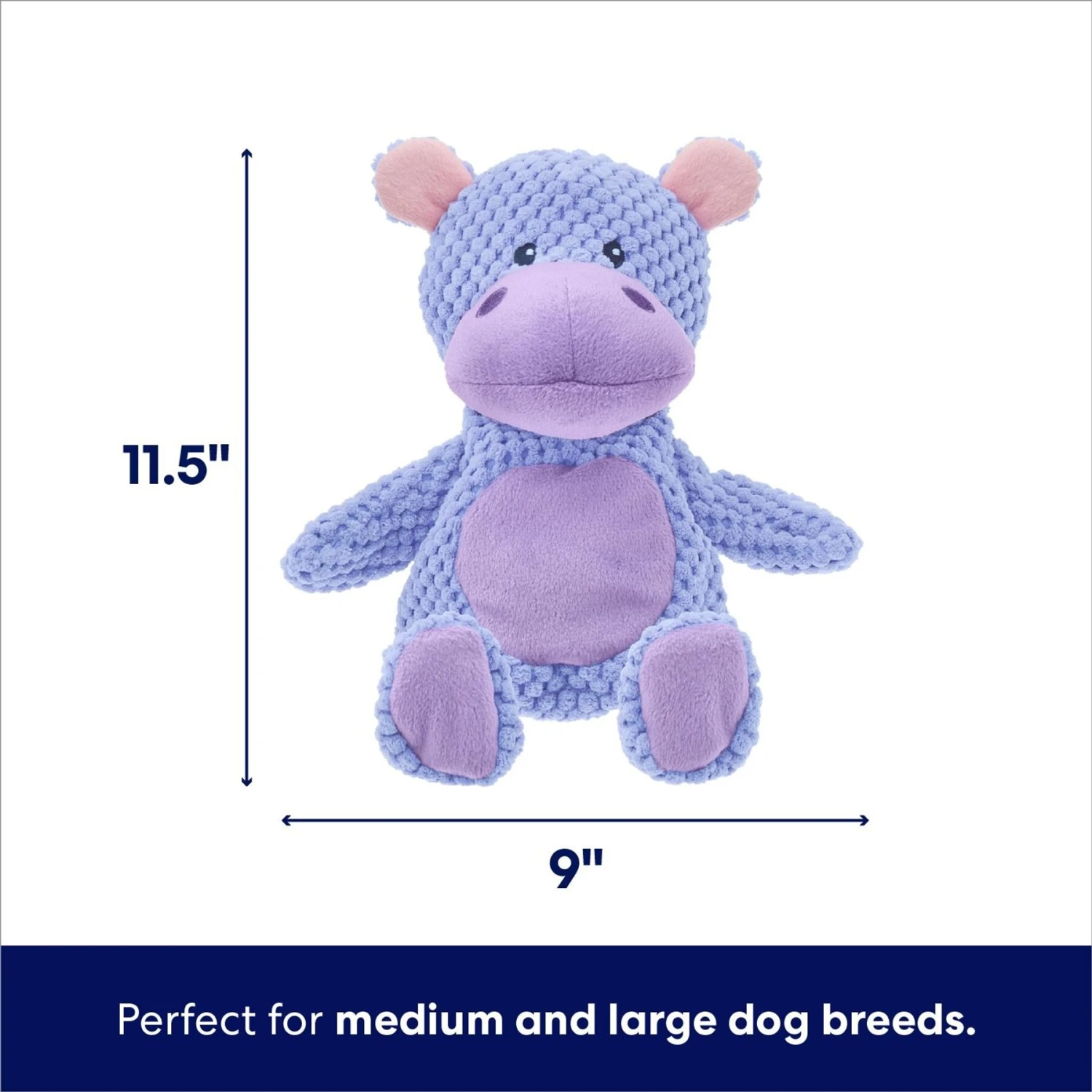 Frisco Hippo Textured Plush Squeaky Dog Toy 4 Frisco Hippo Textured Plush Squeaky Dog Toy - Image 2