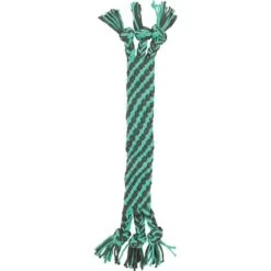 New Release 15 Frisco Flat Teal & Gray Braided Rope Squeaky Fetch Dog Toy