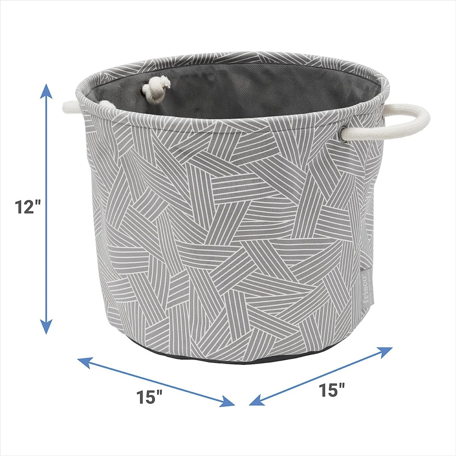 Frisco Round Collapsible Pet Toy Storage Bin, Gray Basket Weave 5 Frisco Round Collapsible Pet Toy Storage Bin, Gray Basket Weave - Image 3