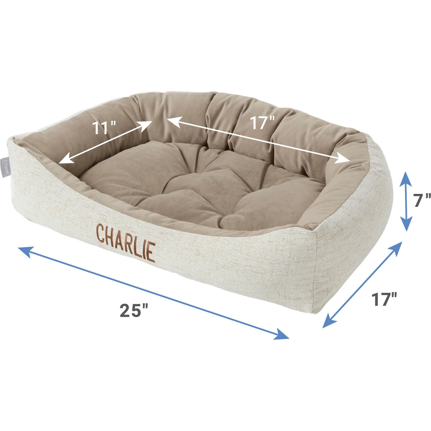 Frisco Rectangular Personalized Bolster Dog Bed W/Removable Cover, Beige, Medium 5 Frisco Rectangular Personalized Bolster Dog Bed W/Removable Cover, Beige, Medium - Image 3