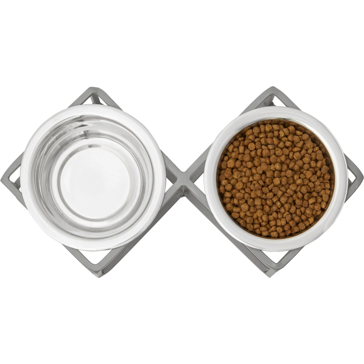 Frisco Elevated Diamond Stainless Steel Double Diner Dog & Cat Bowl 6 Frisco Elevated Diamond Stainless Steel Double Diner Dog & Cat Bowl - Image 4