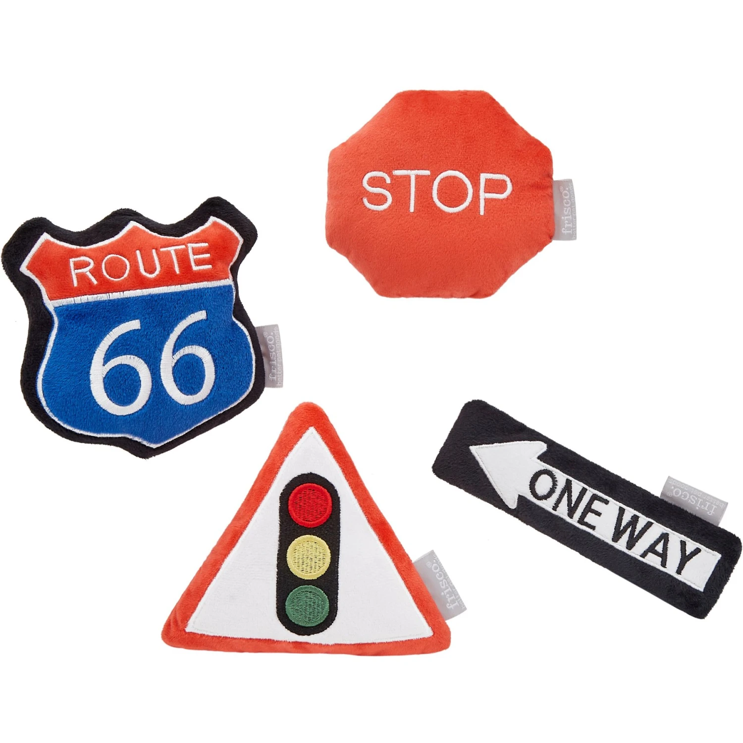 Frisco Road Trip Traffic Signs Plush Squeaky Dog Toy, 4 Count 3 Frisco Road Trip Traffic Signs Plush Squeaky Dog Toy, 4 Count