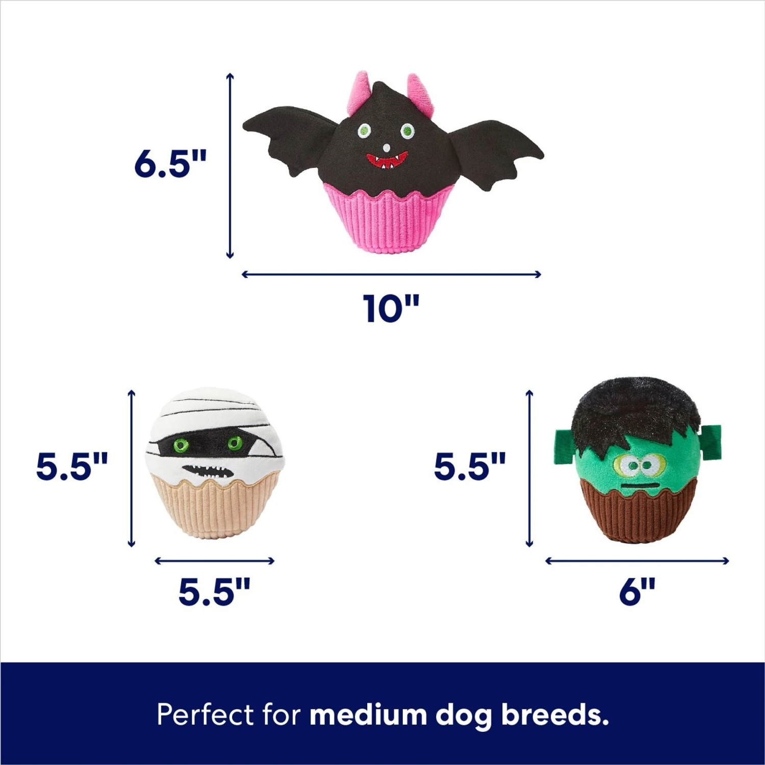 Frisco Halloween Cupcakes Plush Squeaky Dog Toy 4 Frisco Halloween Cupcakes Plush Squeaky Dog Toy - Image 2