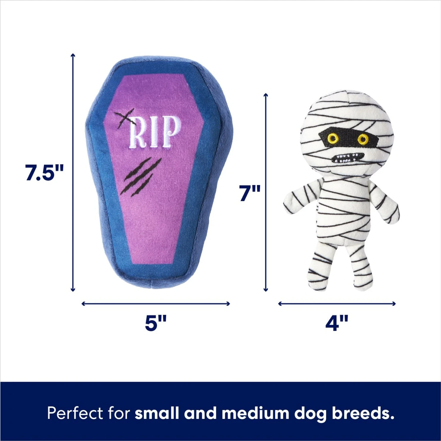 Frisco Halloween Mummy & Coffin Plush Squeaky Dog Toy 4 Frisco Halloween Mummy & Coffin Plush Squeaky Dog Toy - Image 2