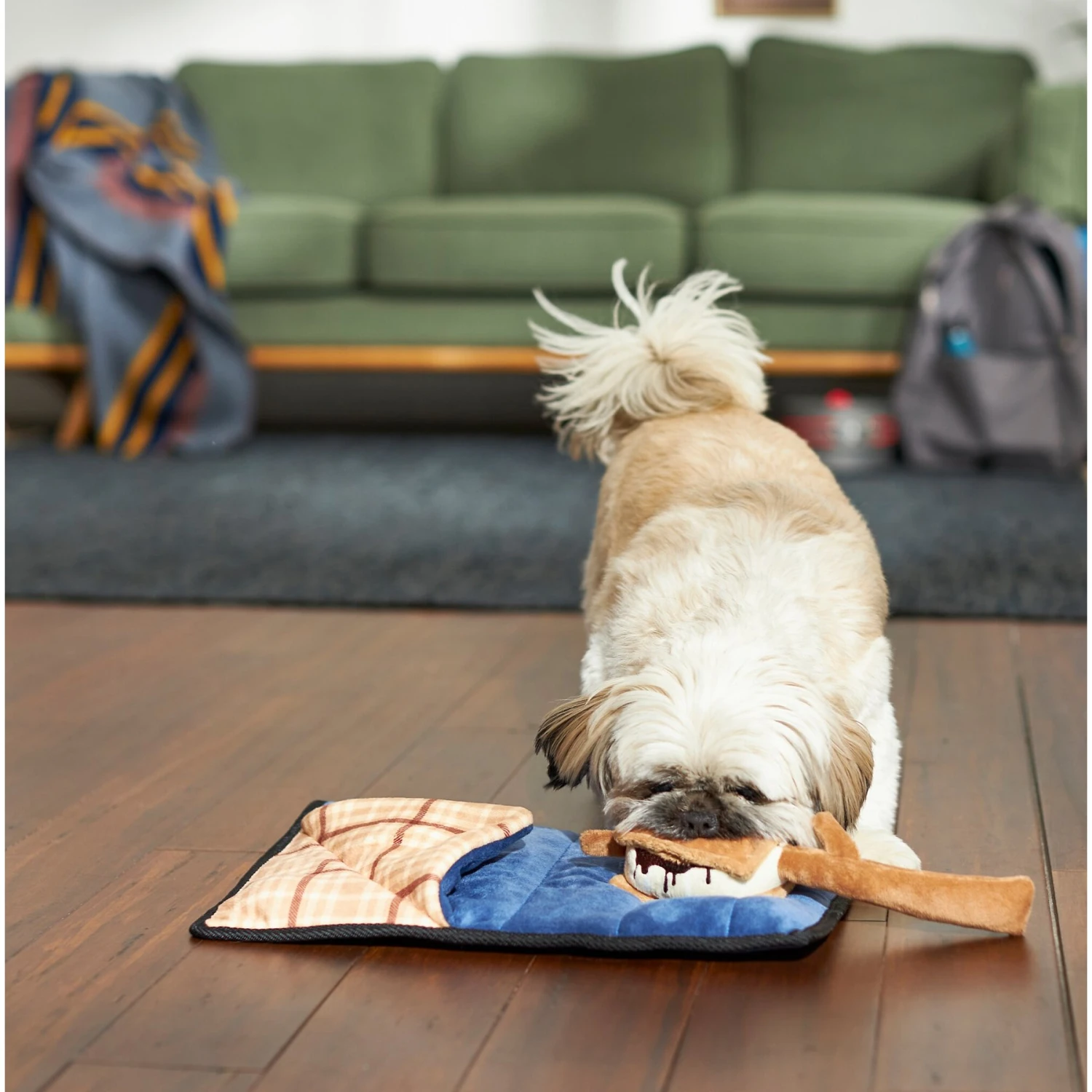 Frisco Camping Smores & Sleeping Bag Flat Plush Squeaky Dog Toy, 2 Count 5 Frisco Camping Smores & Sleeping Bag Flat Plush Squeaky Dog Toy, 2 Count - Image 3