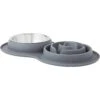 Frisco Silicone Stainless Steel Double Diner Slow Feeder Dog & Cat Bowl, Grey, 3 Cup 2 Frisco Silicone Stainless Steel Double Diner Slow Feeder Dog & Cat Bowl, Grey, 3 Cup -Frisco 277549 MAIN. AC SS1800 V1627933934