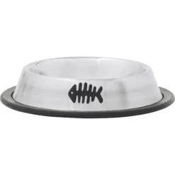 Frisco Fish Print Non-Skid Stainless Steel Dish Cat Bowl