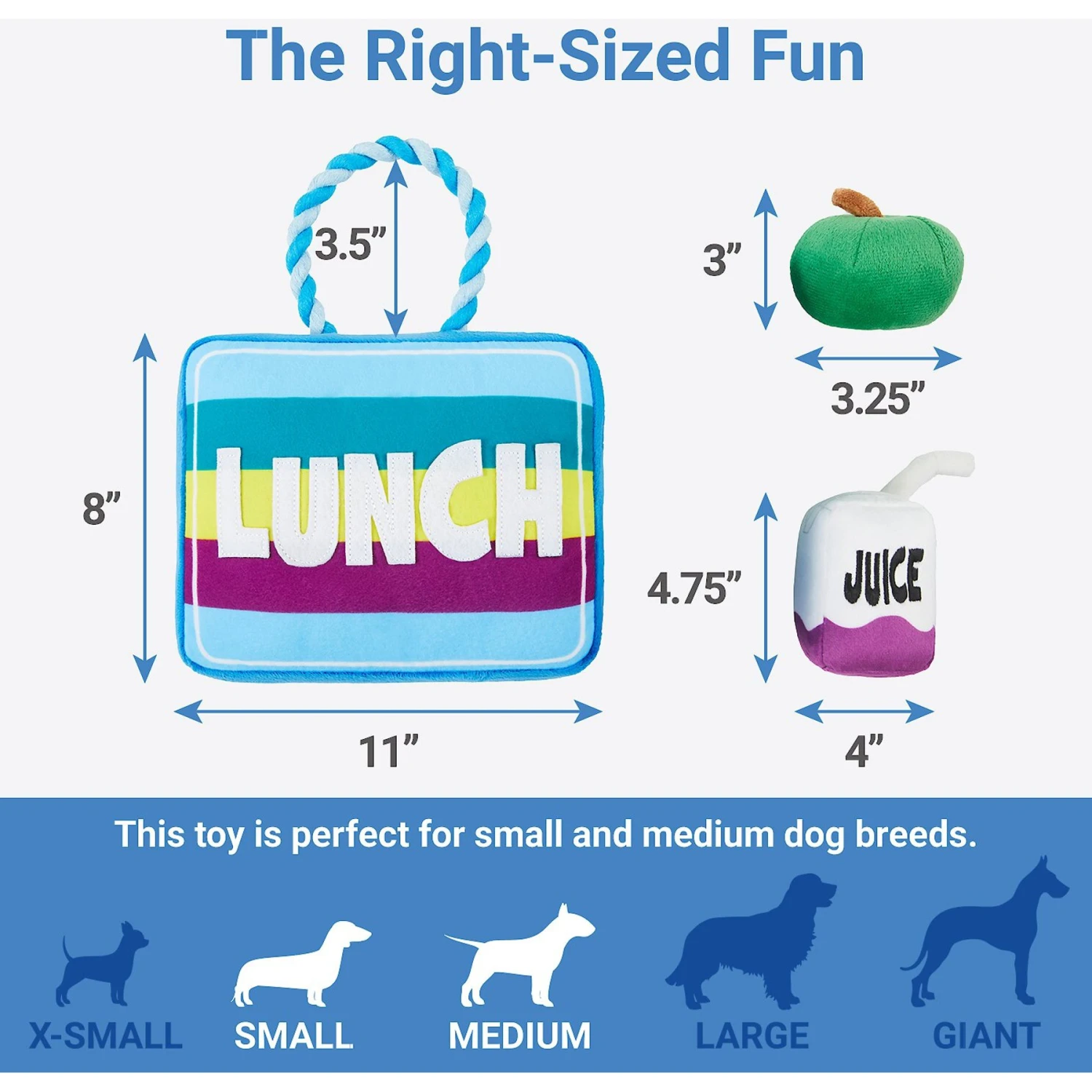 Frisco Back To School Lunchbox With Juice & Apple Plush With Rope Squeaky Dog Toy 4 Frisco Back To School Lunchbox With Juice & Apple Plush With Rope Squeaky Dog Toy - Image 2