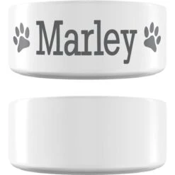 Frisco Paw Print Ceramic Personalized Dog Bowl