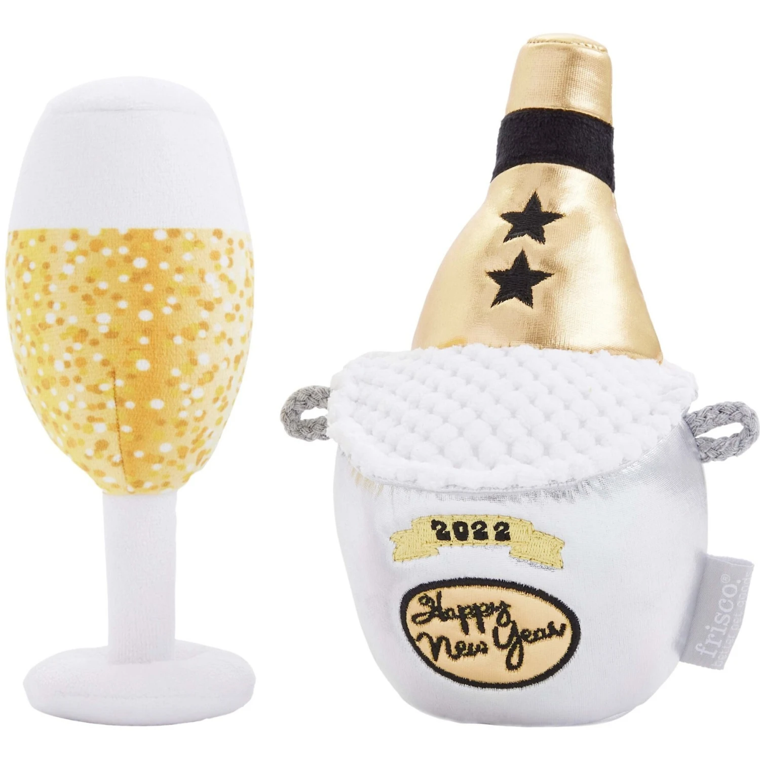 Frisco New Year's Eve Champagne & Flute Plush Squeaky Dog Toy 3 Frisco New Year's Eve Champagne & Flute Plush Squeaky Dog Toy