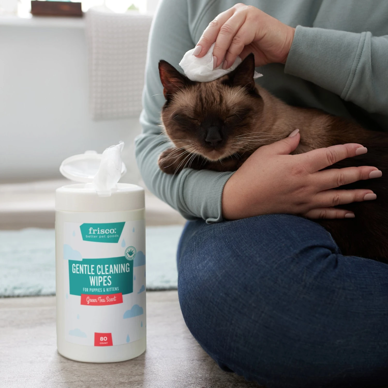 Frisco Gentle Cleaning Waterless Grooming Wipes For Puppies & Kittens, Green Tea Scent 8 Frisco Gentle Cleaning Waterless Grooming Wipes For Puppies & Kittens, Green Tea Scent - Image 6