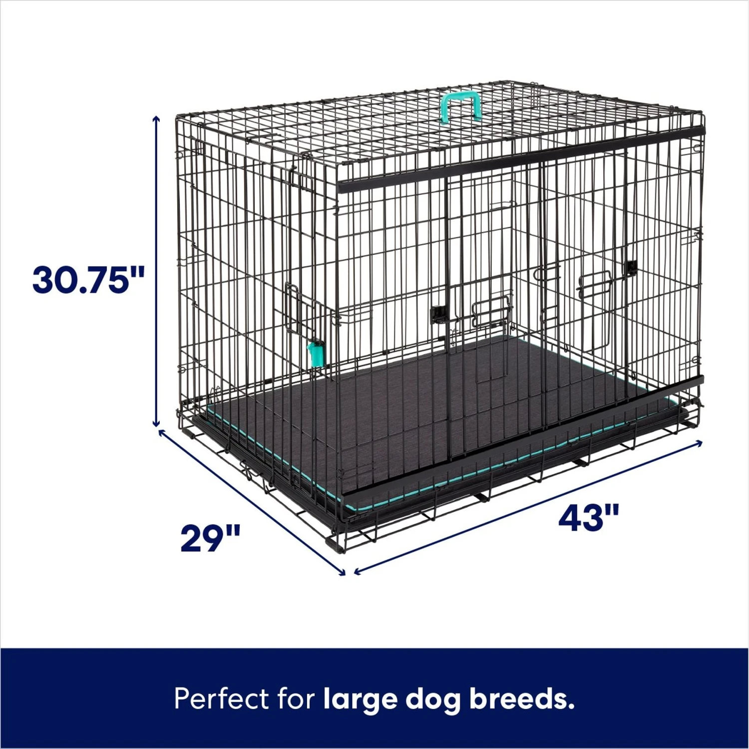 Frisco Heavy Duty Enhanced Lock Sliding Double Door Fold & Carry Wire Dog Crate & Mat Kit 3 Frisco Heavy Duty Enhanced Lock Sliding Double Door Fold & Carry Wire Dog Crate & Mat Kit - Image 2