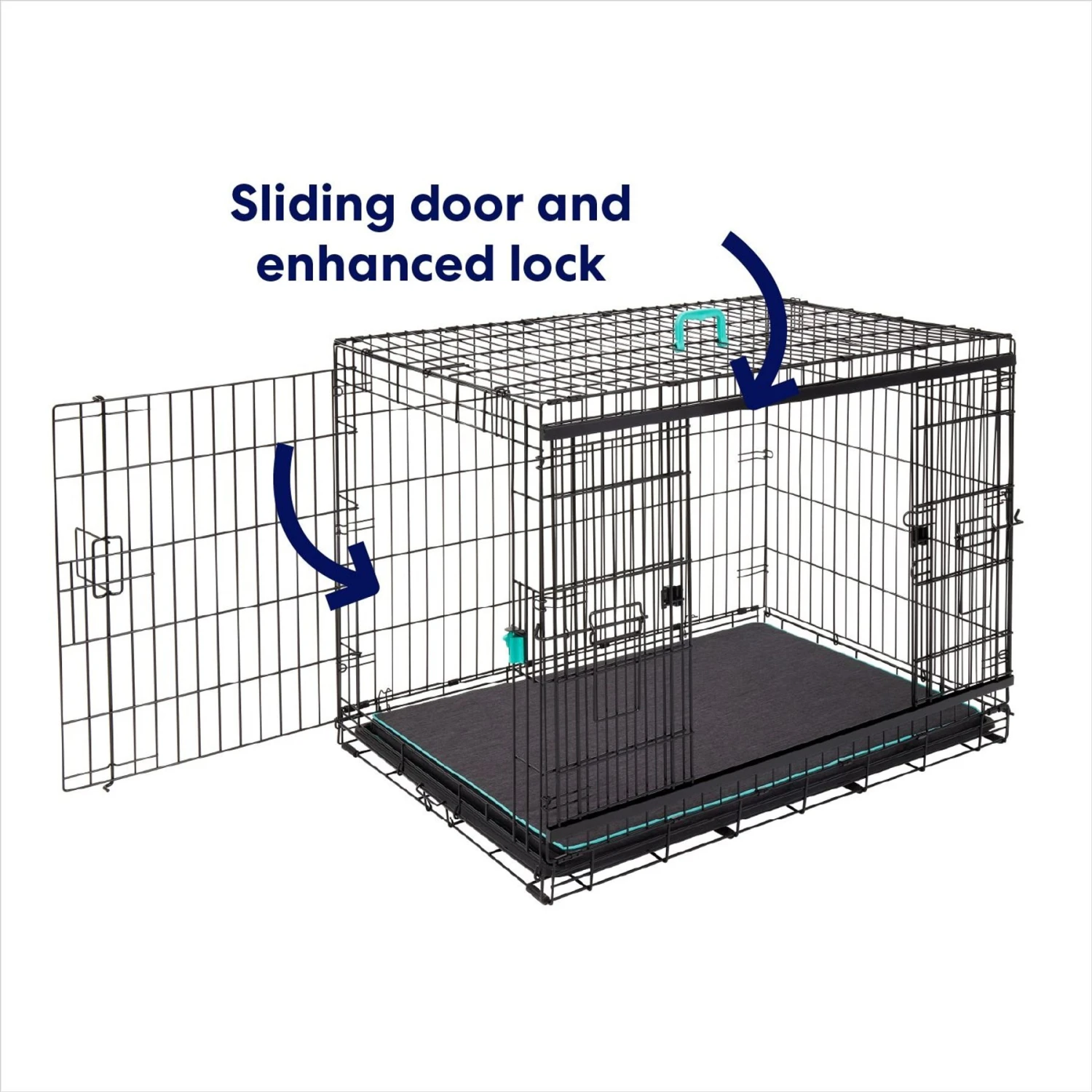 Frisco Heavy Duty Enhanced Lock Sliding Double Door Fold & Carry Wire Dog Crate & Mat Kit 8 Frisco Heavy Duty Enhanced Lock Sliding Double Door Fold & Carry Wire Dog Crate & Mat Kit - Image 7