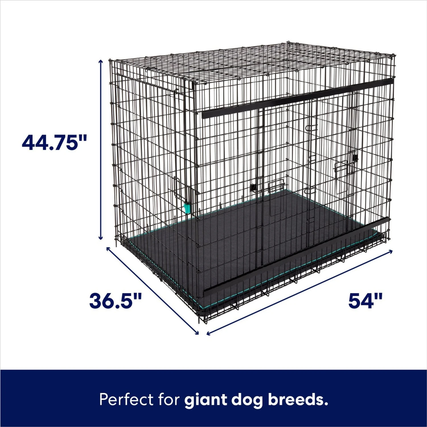 Frisco Heavy Duty Enhanced Lock Sliding Double Door Fold & Carry Wire Dog Crate & Mat Kit, 54 Inch 4 Frisco Heavy Duty Enhanced Lock Sliding Double Door Fold & Carry Wire Dog Crate & Mat Kit, 54 Inch - Image 2