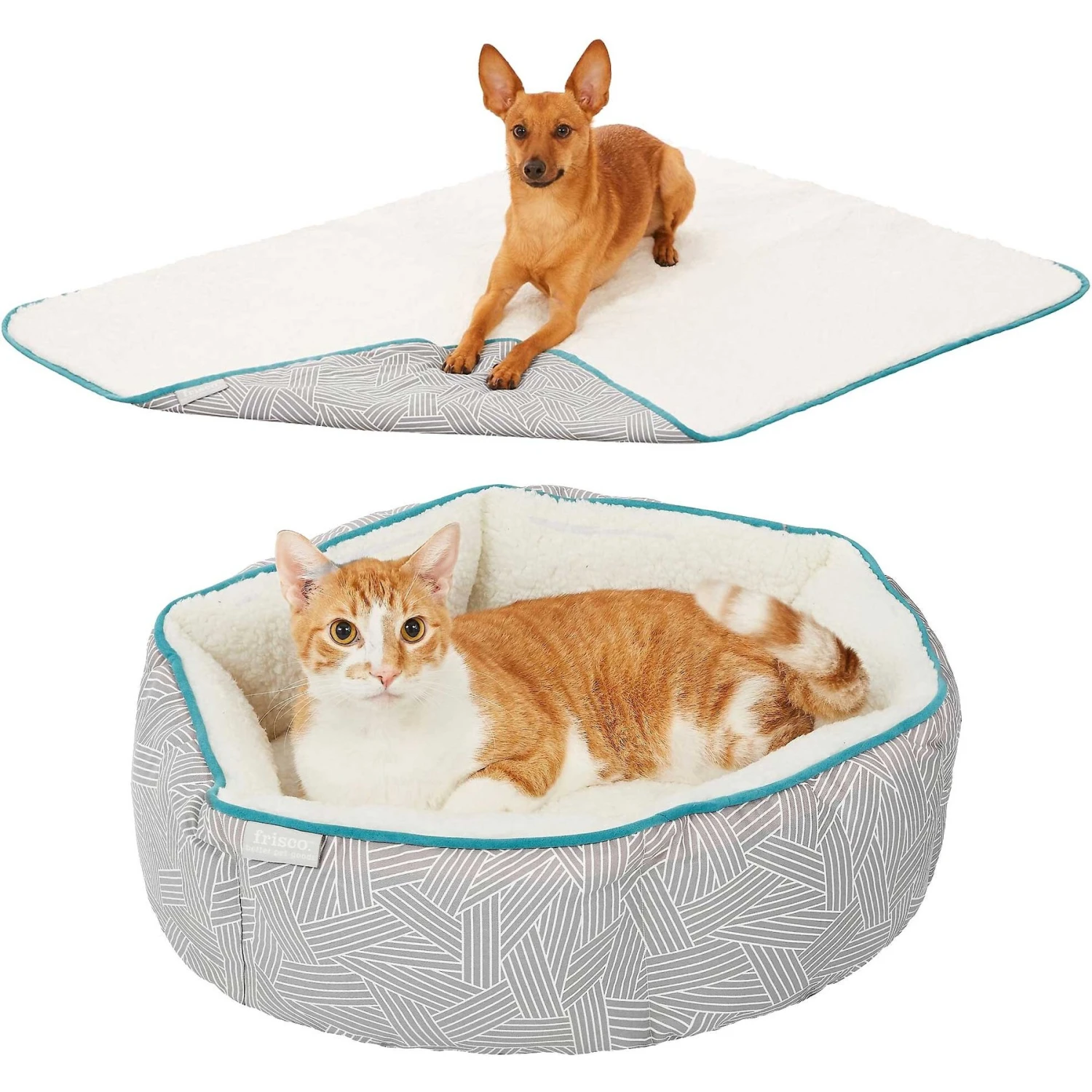 Frisco Sherpa Dog & Cat Blanket & Frisco Sherpa Hexagon Bolster Cat & Dog Bed 3 Frisco Sherpa Dog & Cat Blanket & Frisco Sherpa Hexagon Bolster Cat & Dog Bed