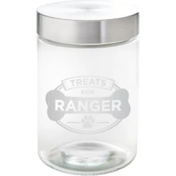 Frisco "Doggie Treats" Glass Personalized Treat Jar With Lid, 5 Cup, 40oz