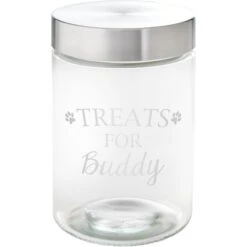 Frisco 27 Frisco Paw Print Glass Personalized Treat Jar With Lid, 5 Cup, 40oz