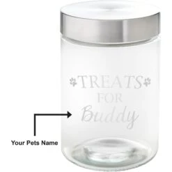 Frisco Paw Print Glass Personalized Treat Jar With Lid, 5 Cup, 40oz -Frisco 309522 PT2. AC SS1800 V1645206122