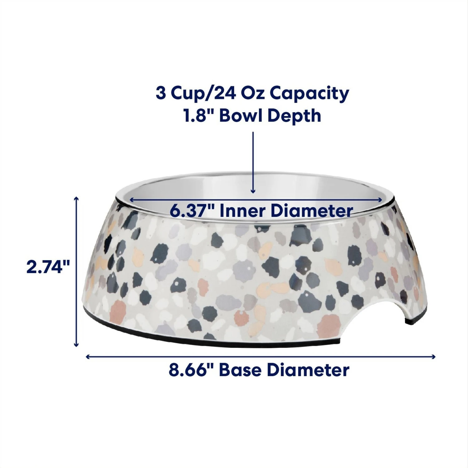 Frisco Terrazzo Design Stainless Steel Dog & Cat Bowl 4 Frisco Terrazzo Design Stainless Steel Dog & Cat Bowl - Image 2