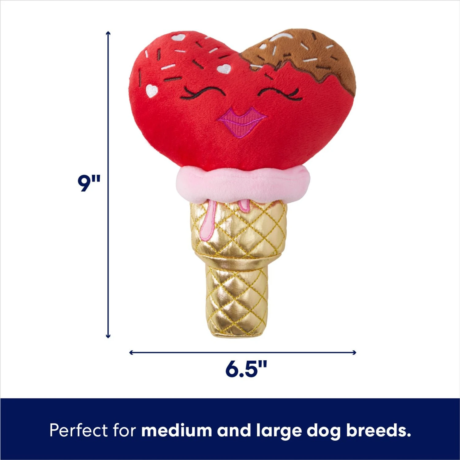 Frisco Valentine Ice Cream Plush Squeaky Dog Toy 4 Frisco Valentine Ice Cream Plush Squeaky Dog Toy - Image 2