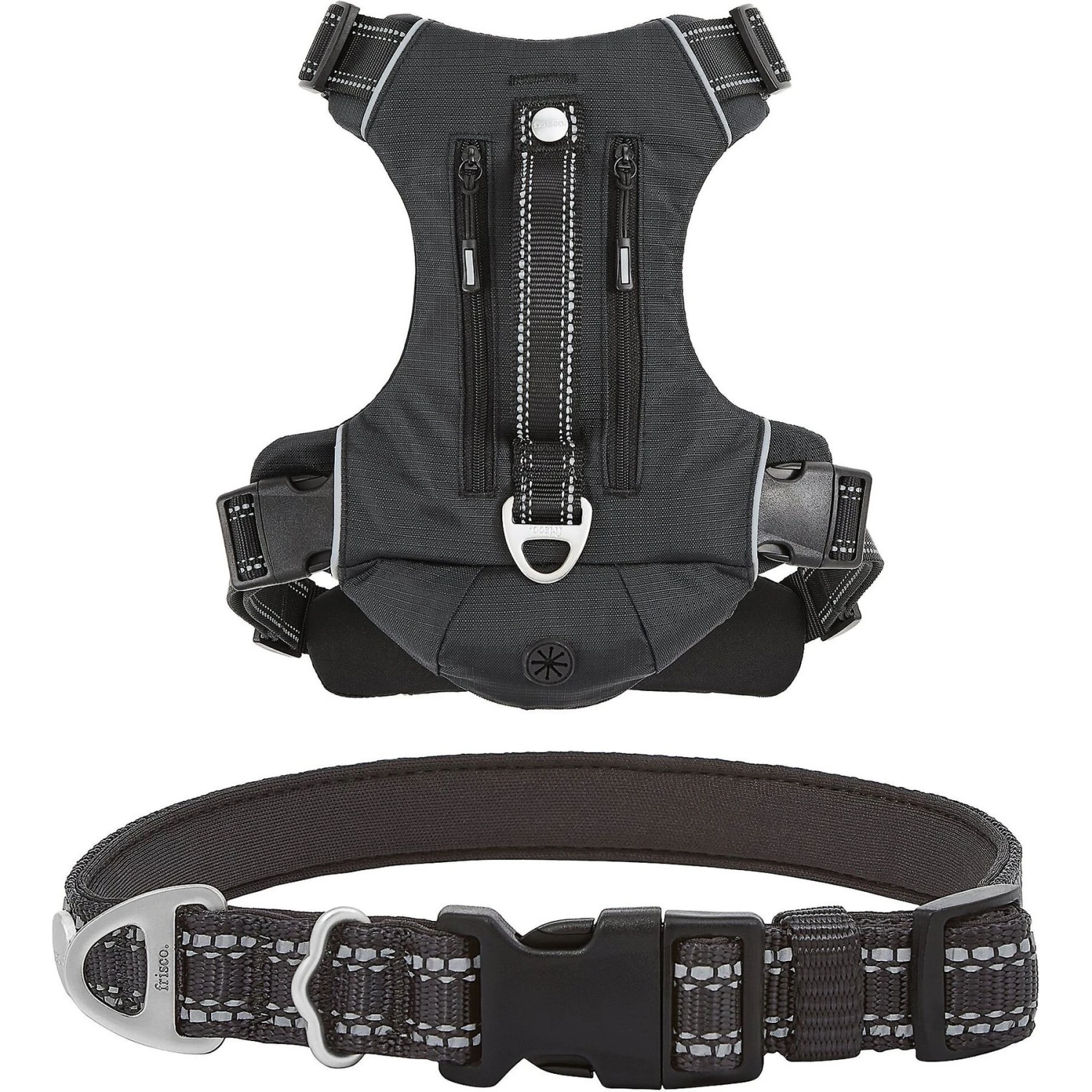 Frisco Outdoor Premium Ripstop Nylon Dog Harness With Pocket & Frisco Outdoor Nylon Reflective Comfort Padded Dog Collar 3 Frisco Outdoor Premium Ripstop Nylon Dog Harness With Pocket & Frisco Outdoor Nylon Reflective Comfort Padded Dog Collar