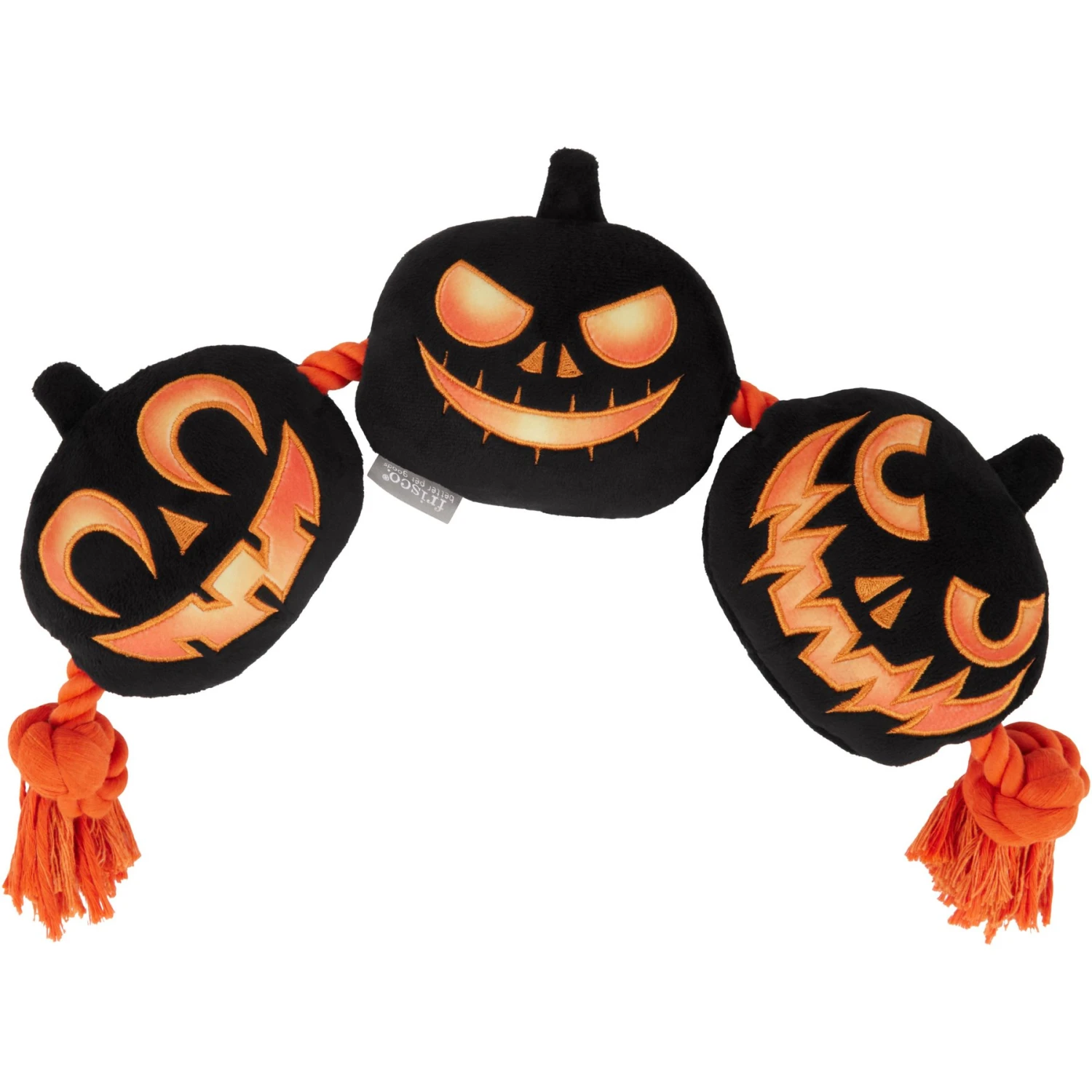 Frisco Halloween Pumpkins Plush With Rope Squeaky Dog Toy 3 Frisco Halloween Pumpkins Plush With Rope Squeaky Dog Toy