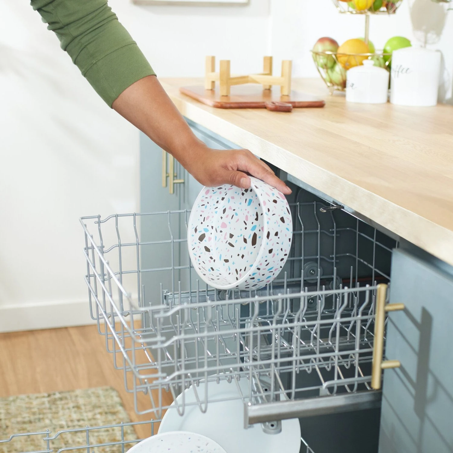 Frisco Elevated Terrazzo Non-skid Ceramic Bowl With Bamboo Stand 10 Frisco Elevated Terrazzo Non-skid Ceramic Bowl With Bamboo Stand - Image 8