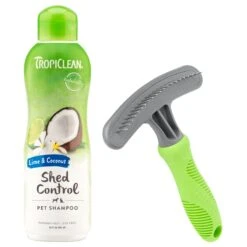 TropiClean Lime & Coconut Deshedding Dog Shampoo & Frisco Shedding Rake Dog & Cat Brush